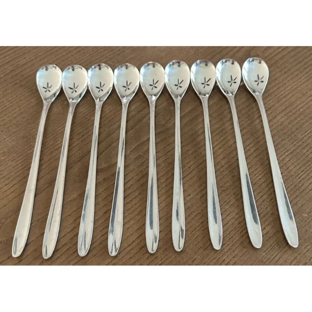 Set of 9 WMF Cromargan Germany Stainless Laurel‎ Iced Tea Spoons 8 1/2''